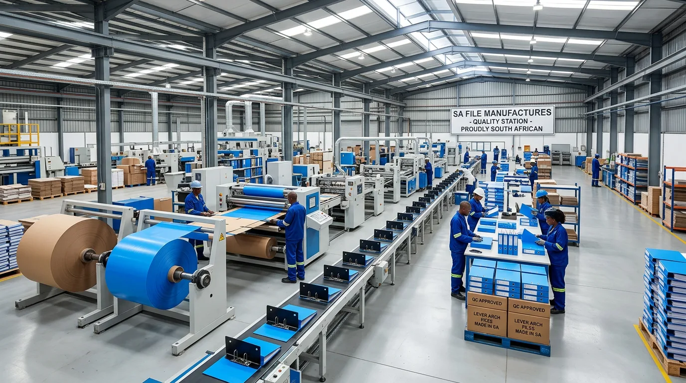 Lever arch file manufacturing floor